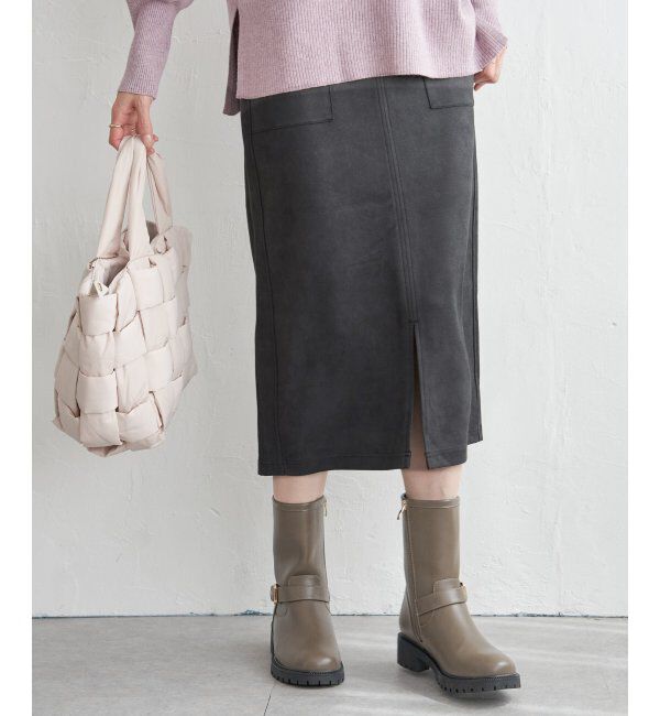 ikka「GOKU楽スエードスカート」|スカート|ブラック