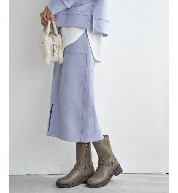ikka「GOKU楽スエードスカート」|スカート|ライトブルー
