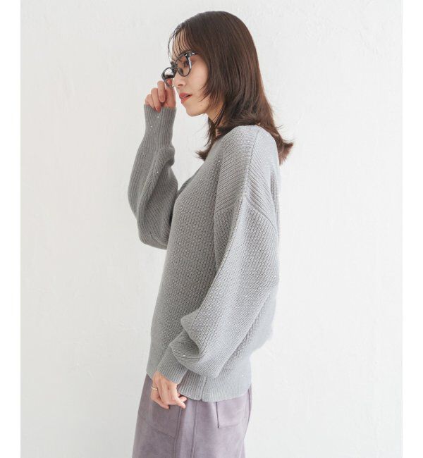 ikka「ラメスパンコールニットプルオーバー」|プルオーバー|