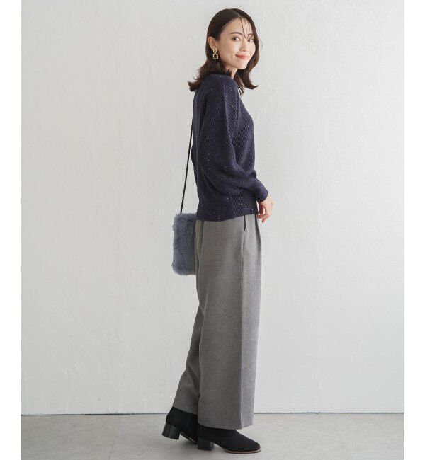 ikka「ラメスパンコールニットプルオーバー」|プルオーバー|