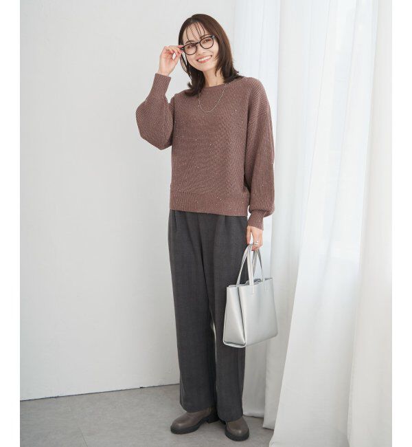 ikka「ラメスパンコールニットプルオーバー」|プルオーバー|
