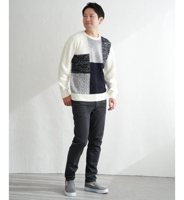 ikka「ブロックスメランジジャカードニット」|プルオーバー|