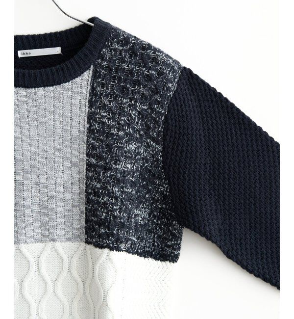 ikka「ブロックスメランジジャカードニット」|プルオーバー|