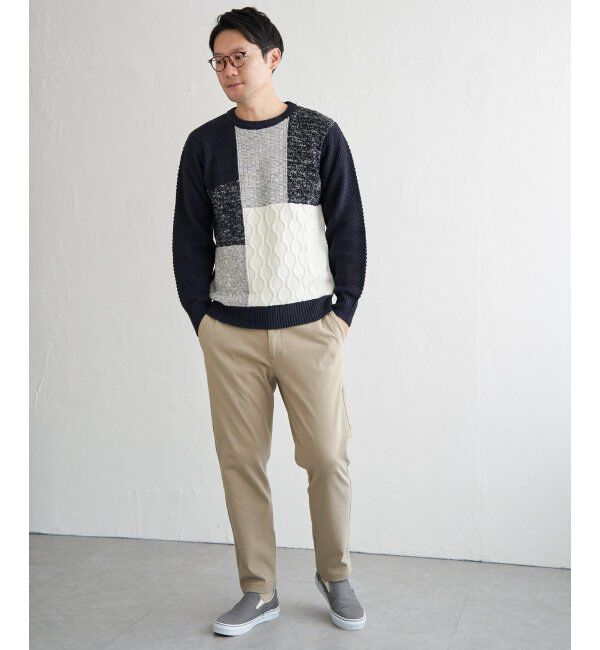 ikka「ブロックスメランジジャカードニット」|プルオーバー|