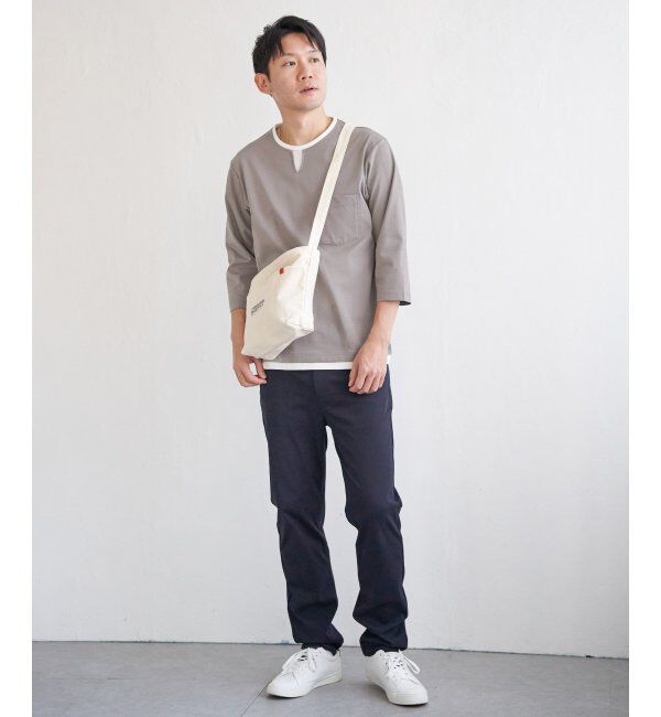 ikka「【接触冷感／抗菌防臭】GOKU楽セイケツ7分袖キーネックTシャツ」|Tシャツ・カットソー|