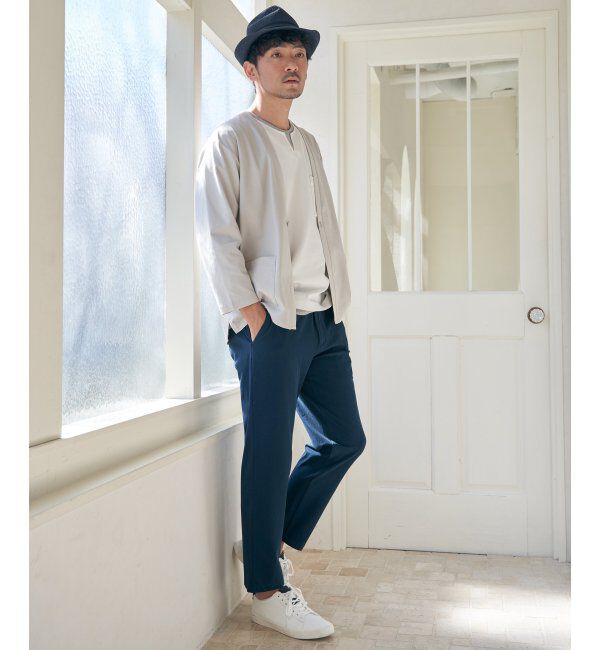 ikka「【接触冷感／抗菌防臭】GOKU楽セイケツ7分袖キーネックTシャツ」|Tシャツ・カットソー|