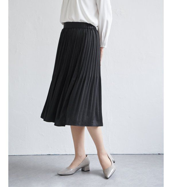 IKKA LOUNGE「サテンプリーツスカート」|スカート|