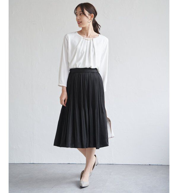 IKKA LOUNGE「サテンプリーツスカート」|スカート|