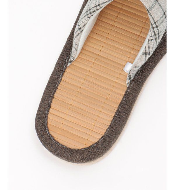 Lbc with Life「茶竹チェック柄スリッパ」|ルームシューズ|