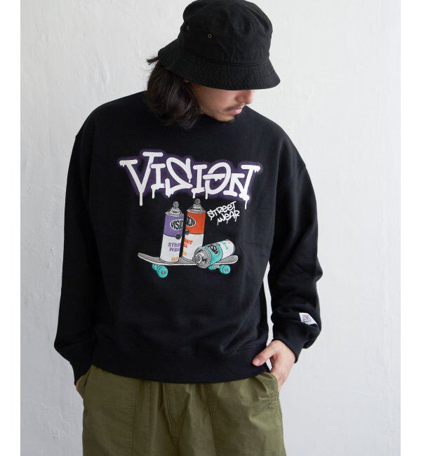 VENCE share style「VISION STREET WEAR ビジョンストリートウェア スプレーイラストトレーナー」|スウェット・ジャージ|ブラック