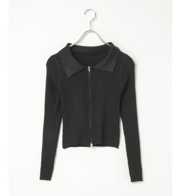 VENCE share style「ダブルジップショートリブニット」|ニット・セーター|