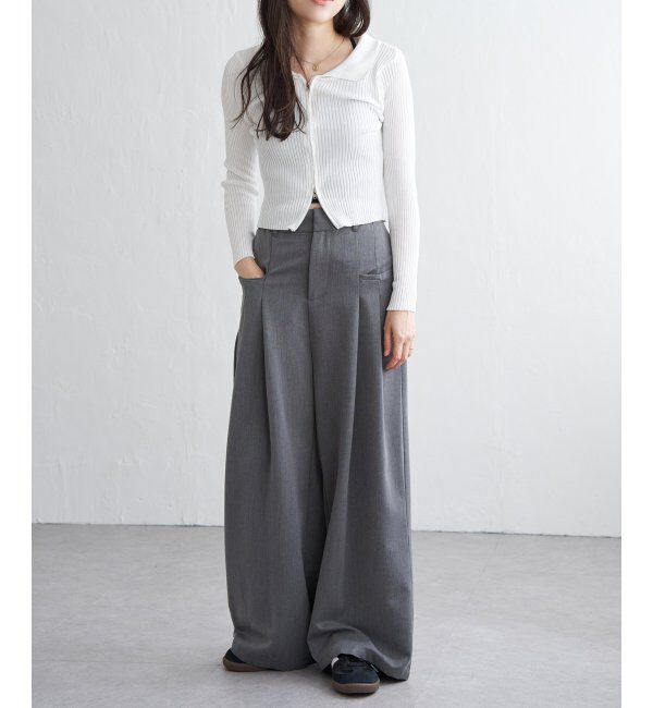 VENCE share style「ダブルジップショートリブニット」|ニット・セーター|