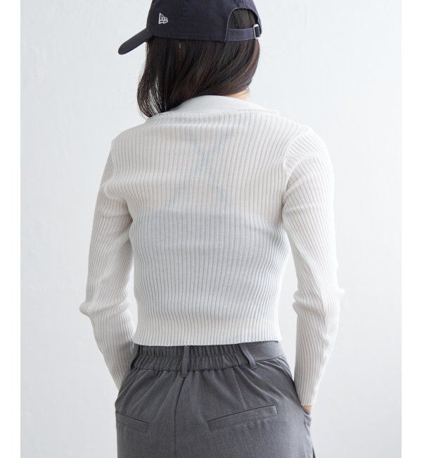 VENCE share style「ダブルジップショートリブニット」|ニット・セーター|