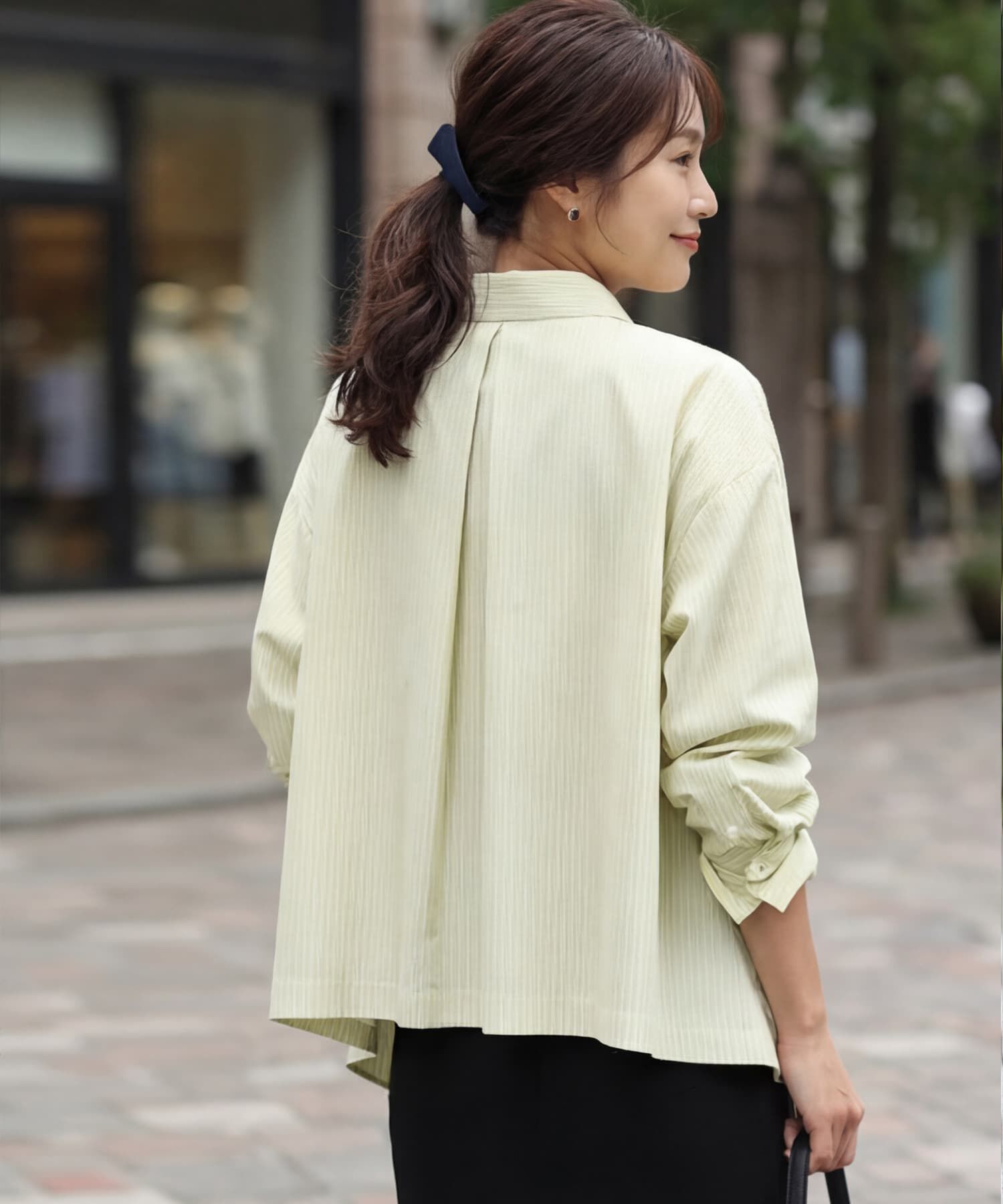 STYLE DELI「【selection】ストライプ柄立体タックショートシャツ」|シャツ・ブラウス|