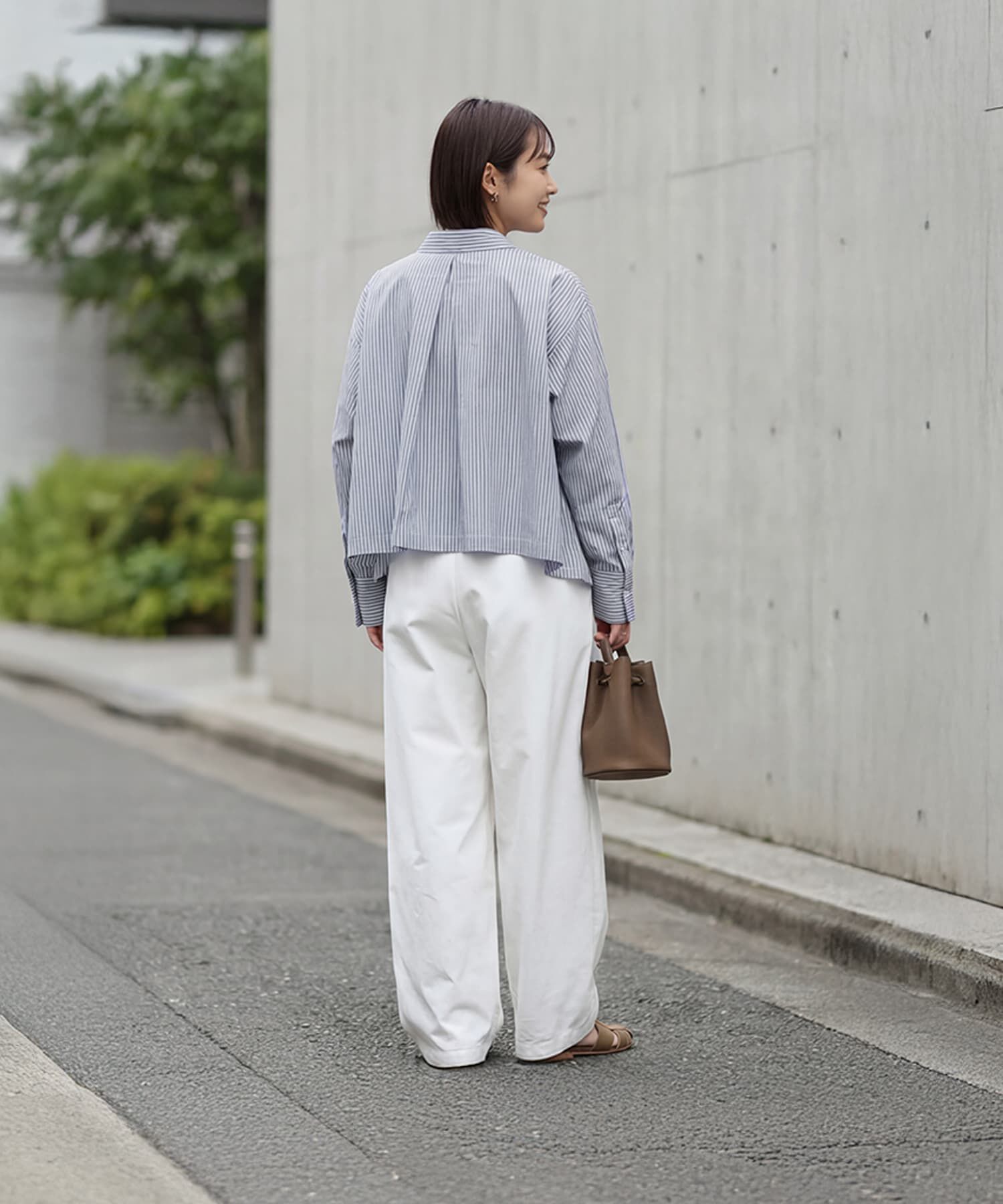 STYLE DELI「【selection】ストライプ柄立体タックショートシャツ」|シャツ・ブラウス|