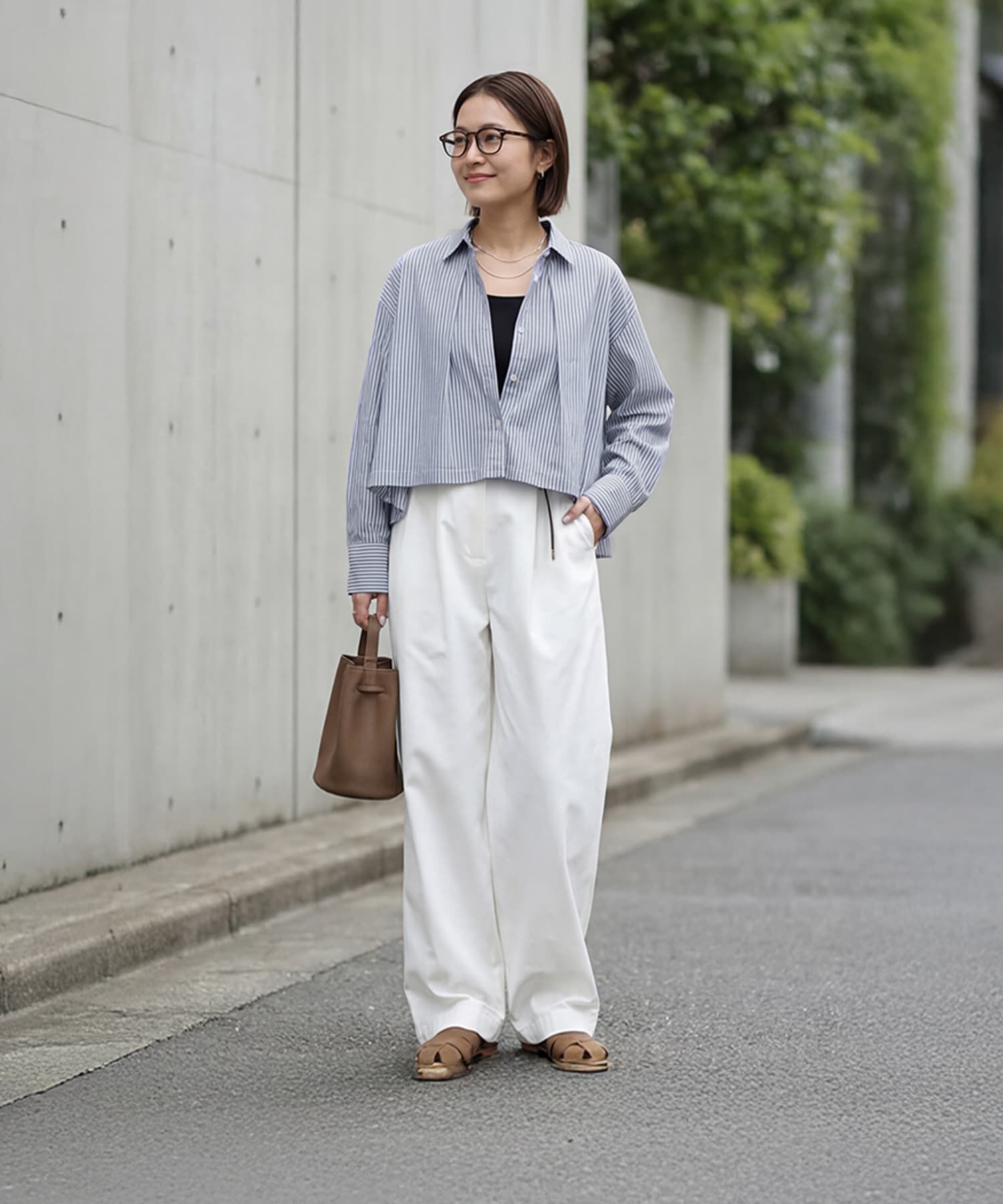 STYLE DELI「【selection】ストライプ柄立体タックショートシャツ」|シャツ・ブラウス|