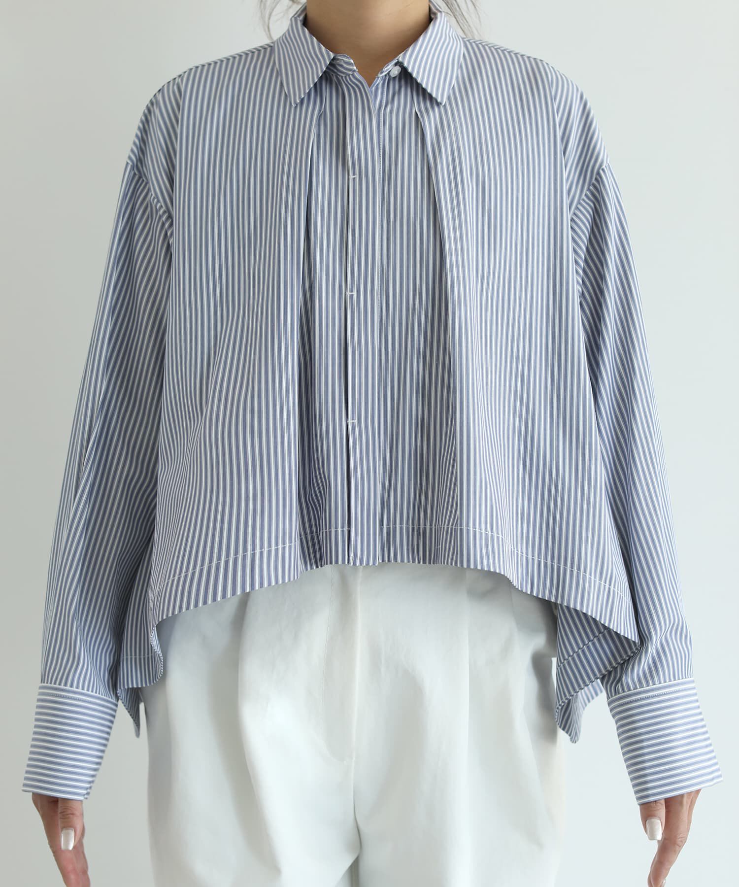 STYLE DELI「【selection】ストライプ柄立体タックショートシャツ」|シャツ・ブラウス|