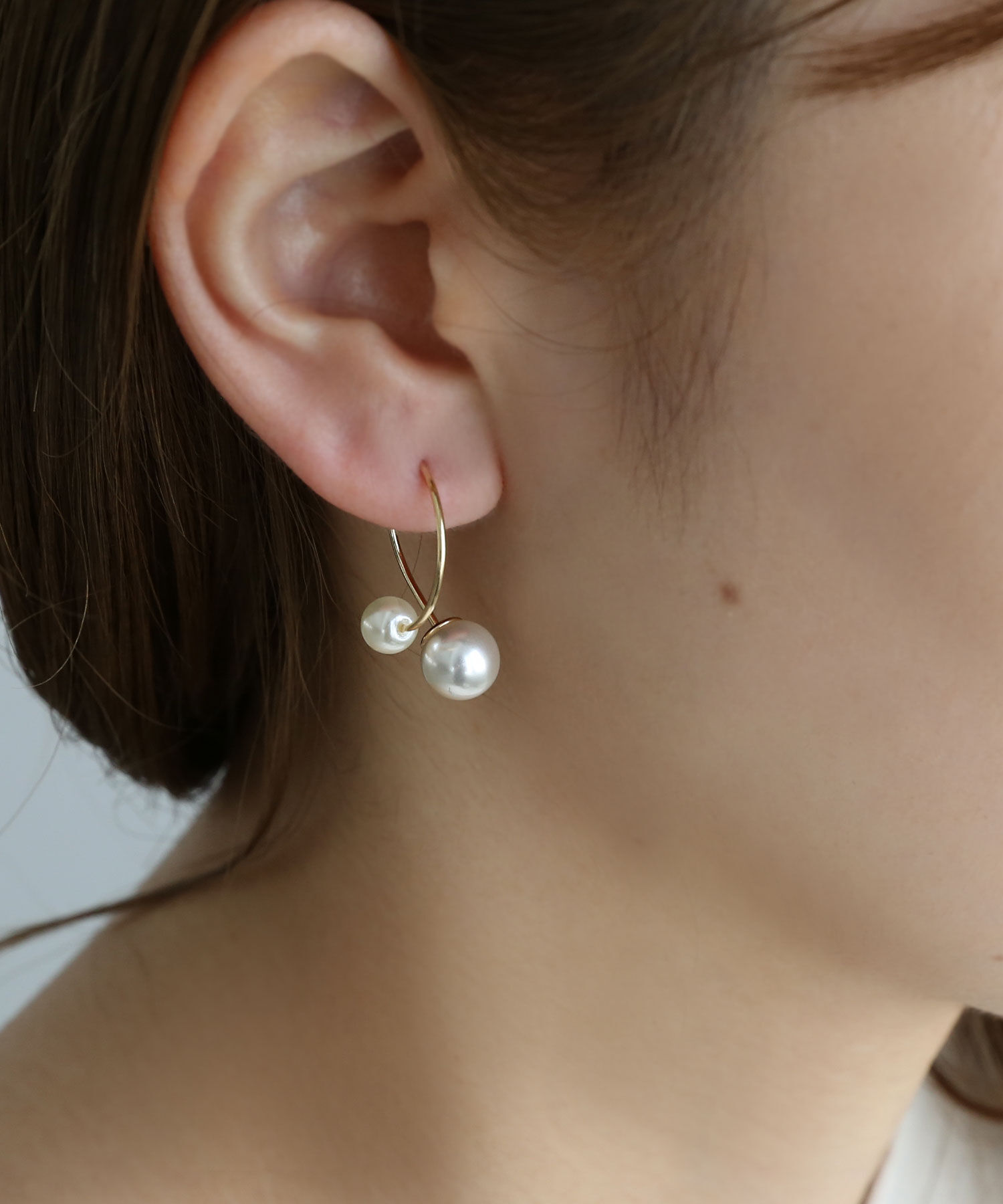  「ツインパール クロスフープピアス」|ピアス|