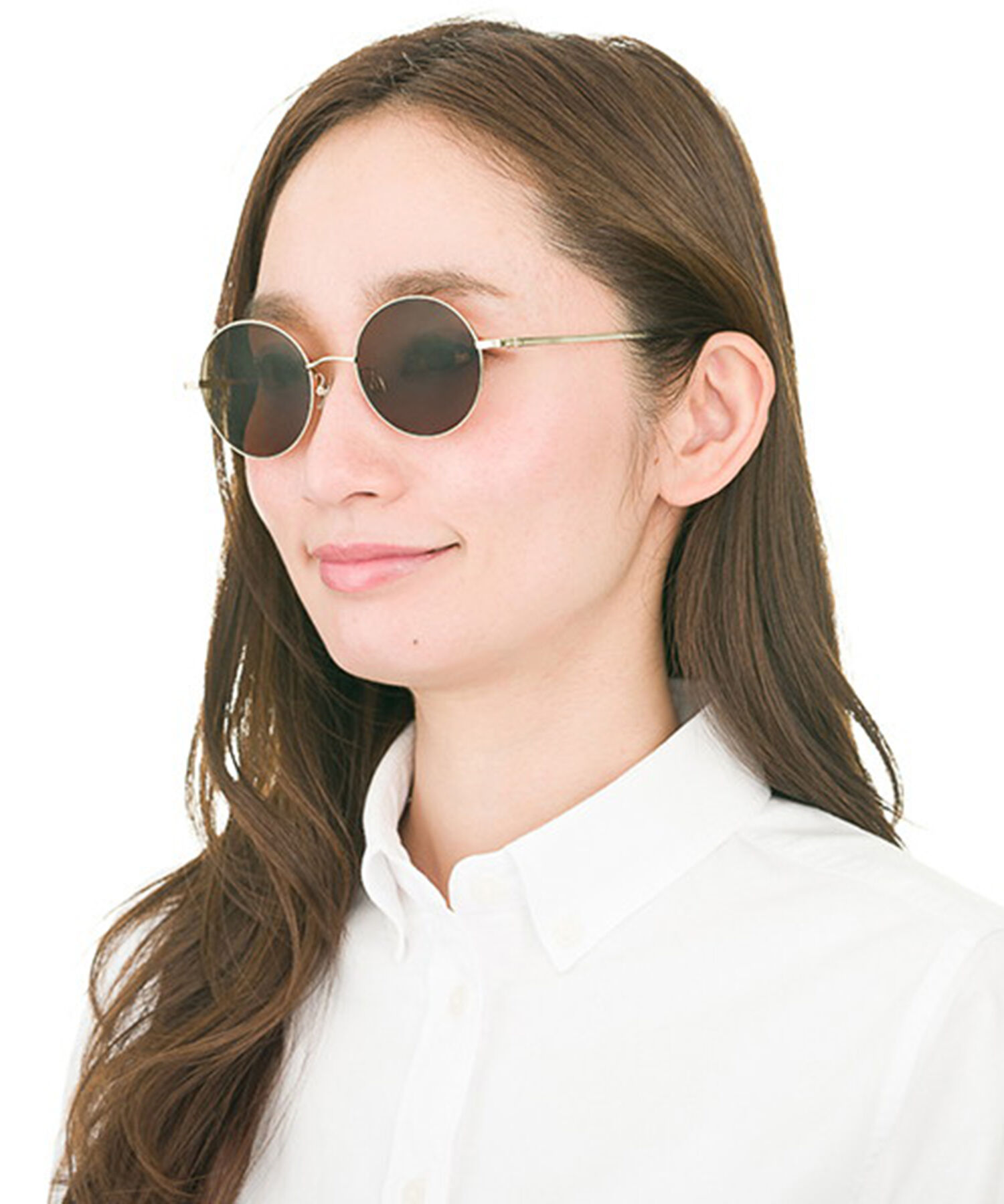  「SUNCUTGlasses/UV100%CUT ラウンド型 丸型 メタル サングラス カラーレンズ 紫外線対策 UVカット」|サングラス|ゴールド