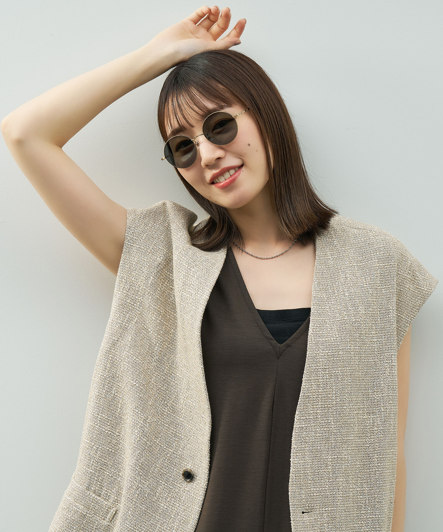  「SUNCUTGlasses/UV100%CUT ラウンド型 丸型 メタル サングラス カラーレンズ 紫外線対策 UVカット」|サングラス|ゴールド2