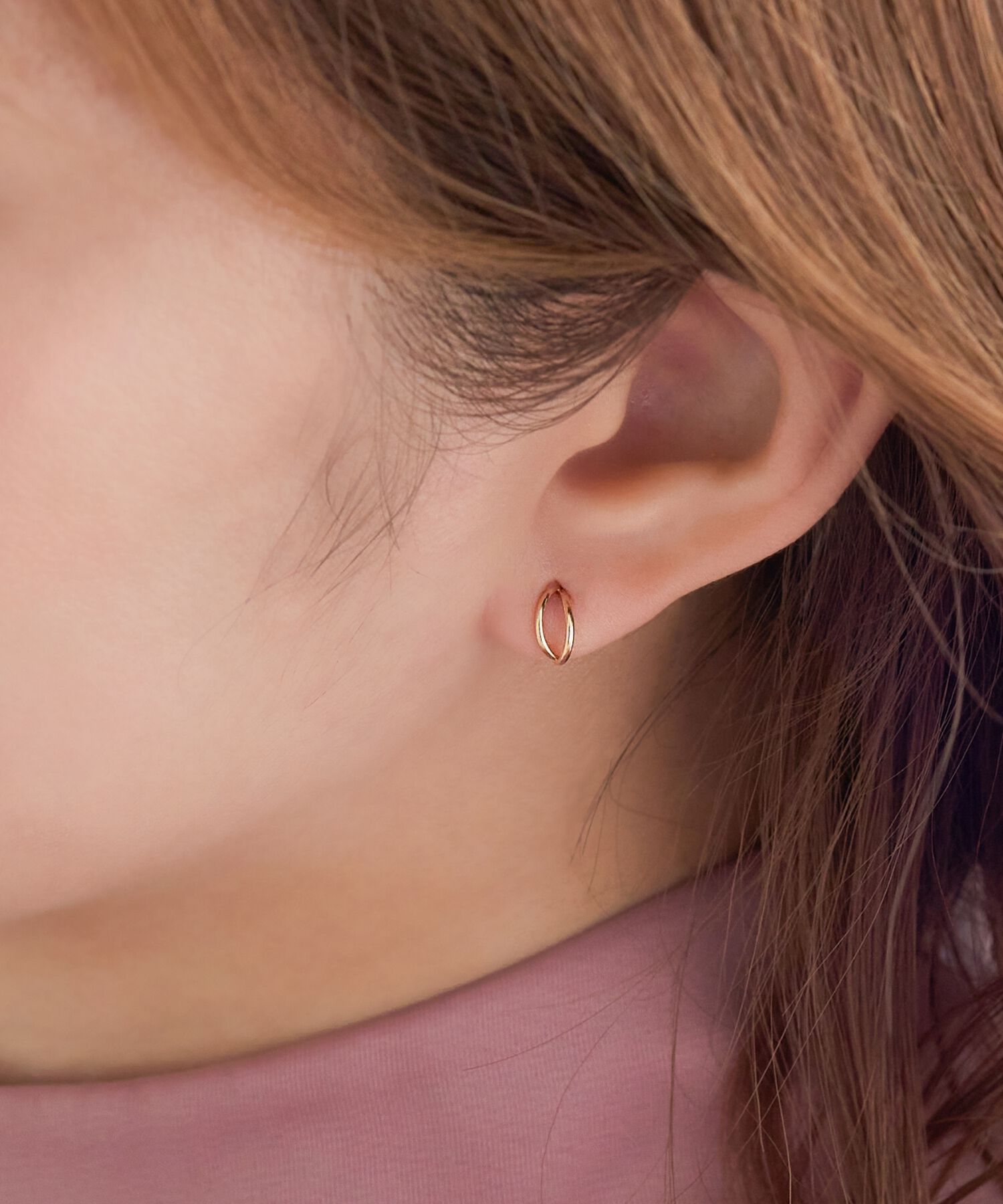 Phoebe「【K10】ダブルハーフフープピアス　ローズゴールド/BOX付き」|ピアス|