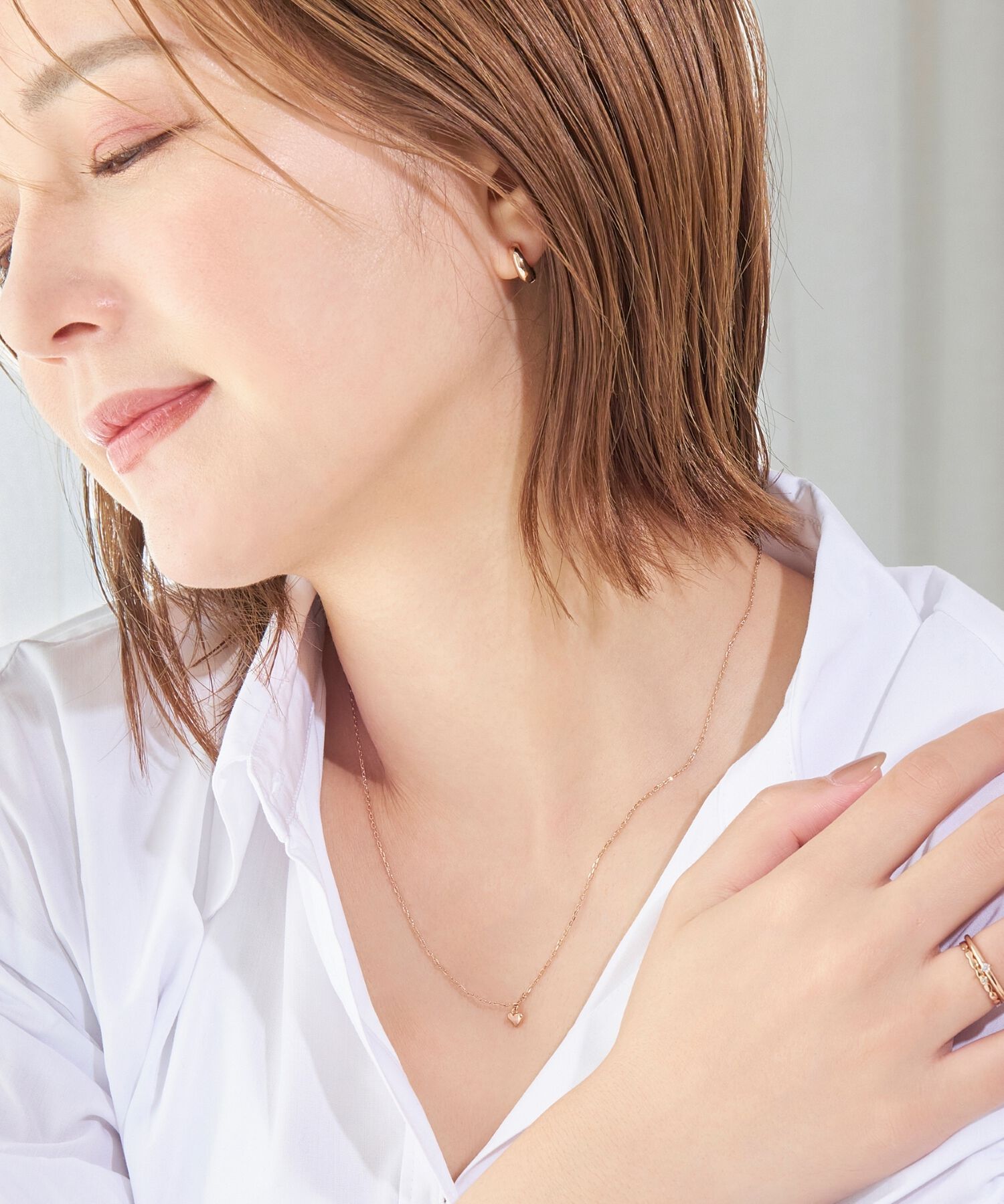 Phoebe「【金属アレルギー対応】シンプルフープスナップイヤリング　シャンパンゴールド」|イヤリング|