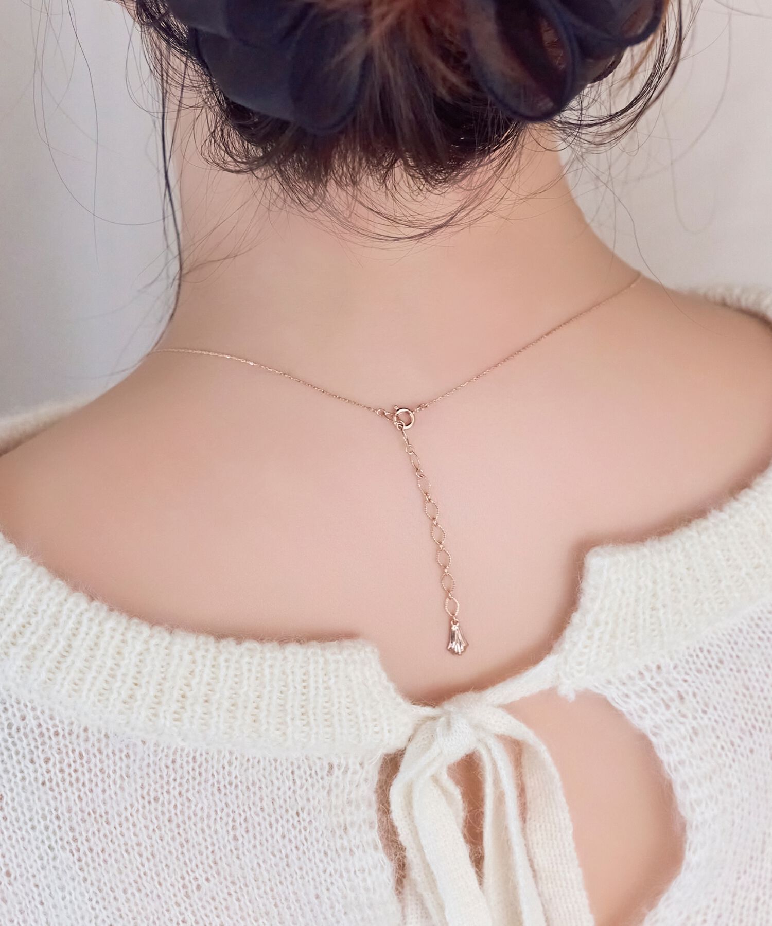 Phoebe「【金属アレルギー対応】プチベゼルストーンネックレス　シャンパンゴールド」|ネックレス|