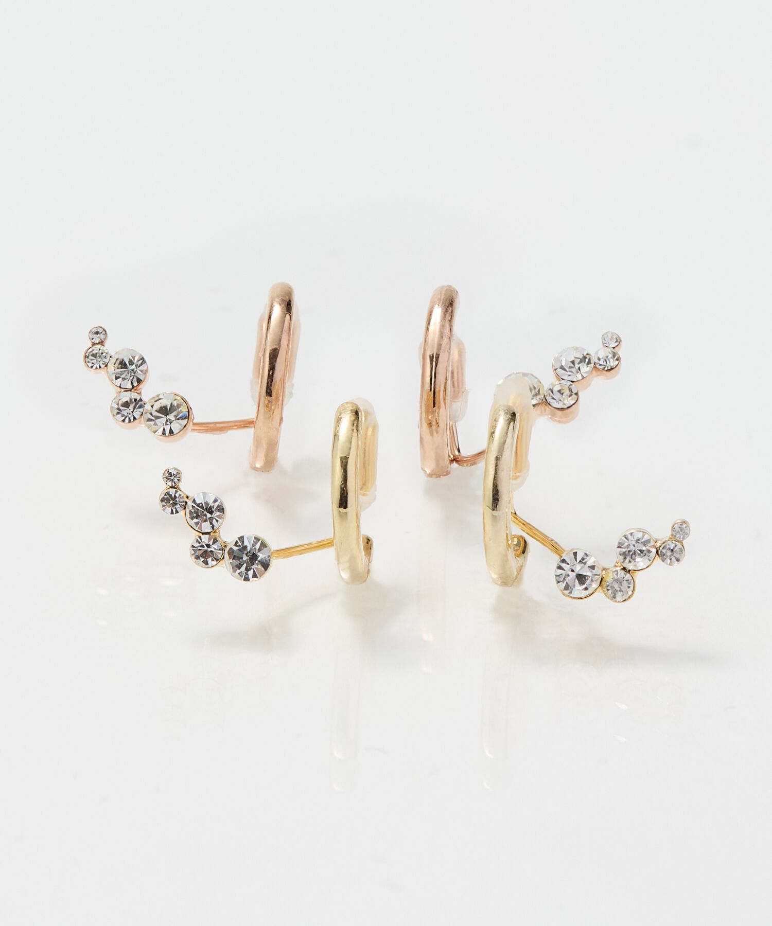 Phoebe「【痛くないシリーズ】ミルキーウェイビジューフロートライトフィットイヤリング　シャンパンゴールド」|イヤリング|