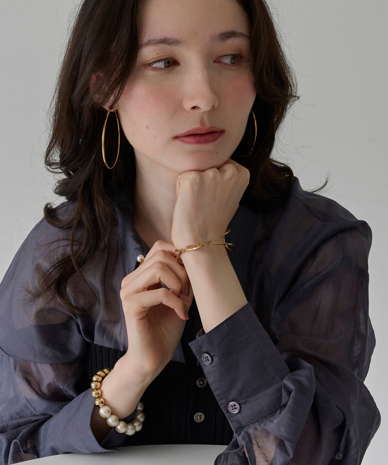 Phoebe「メタルボールゴムブレスレット　ゴールド」|ブレスレット・バングル|