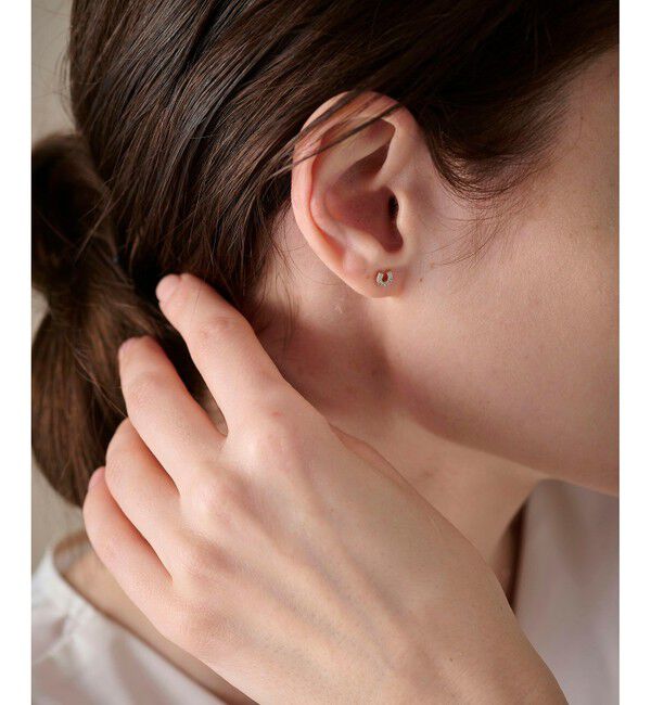 ete「K10YG ダイヤモンド ホースシュー ピアス」|ピアス|