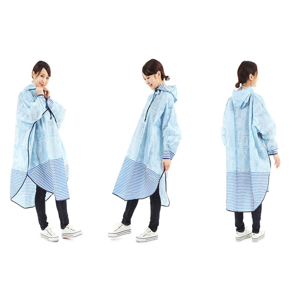 BACKYARD FAMILY「レインポンチョ レディース おしゃれ 通販 自転車 通勤 通学 レインコート ポンチョ ひさし」|レインコート|ブルー2