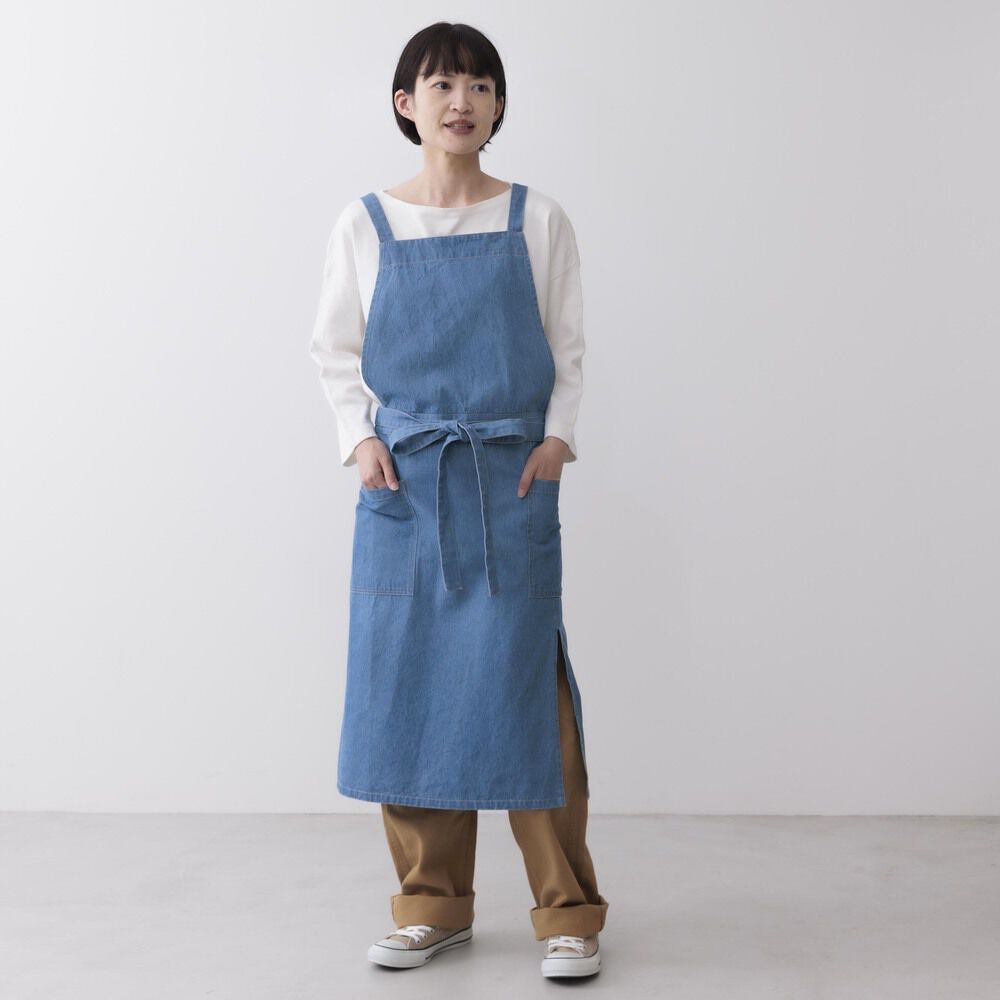 BACKYARD FAMILY「エプロン おしゃれ シンプル 通販 デニムエプロン ラップエプロン デニム レディース ポケット」|その他|ブルー2