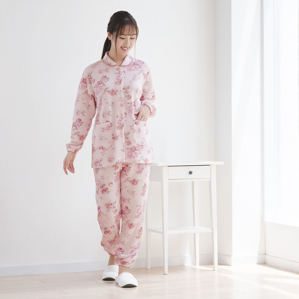 BACKYARD FAMILY「パジャマ 上下セット 低身長 通販 レディース 長袖 セットアップ ルームウェア ナイトウェア」|ルームウェア|ピンク1