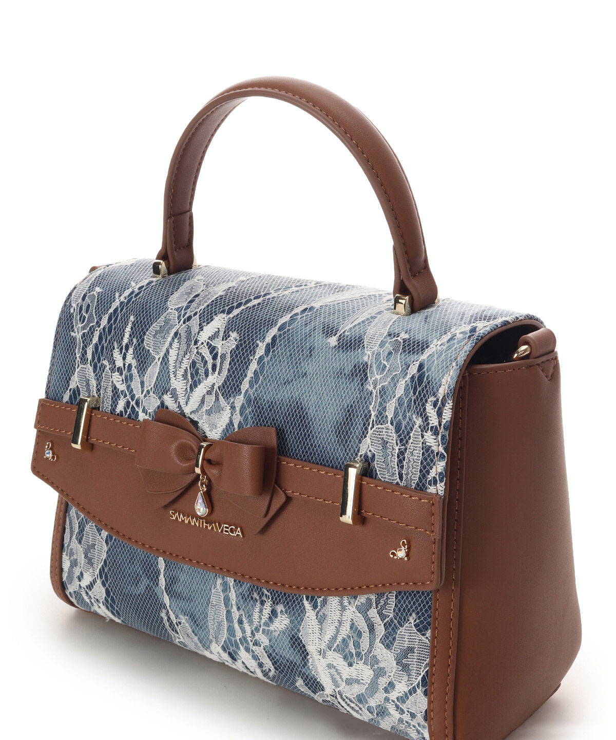 Samantha Vega「デニム調アクセントリボンショルダーバッグ」|ショルダー・メッセンジャー|