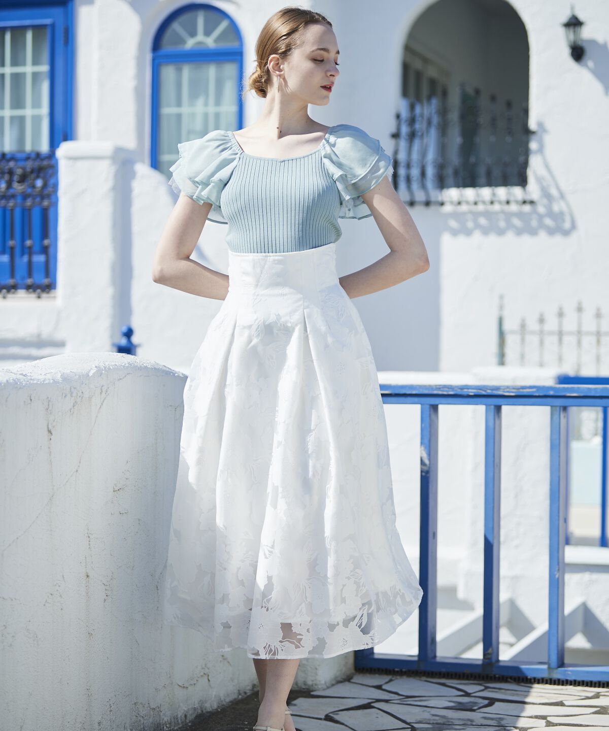 アンドクチュール「オパールフラワーフレアスカート」|フレア|オフ