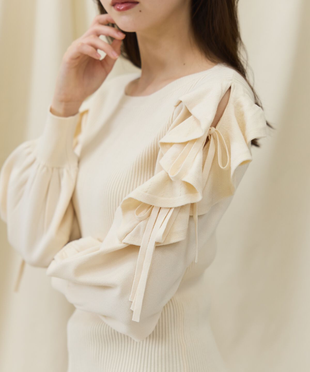 アンドクチュール「袖フリルニット」|ニット・セーター|