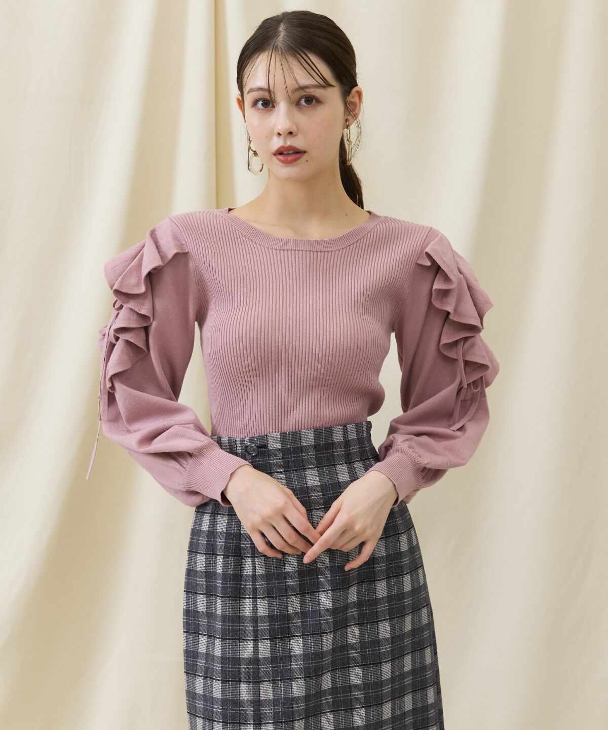 アンドクチュール「袖フリルニット」|ニット・セーター|