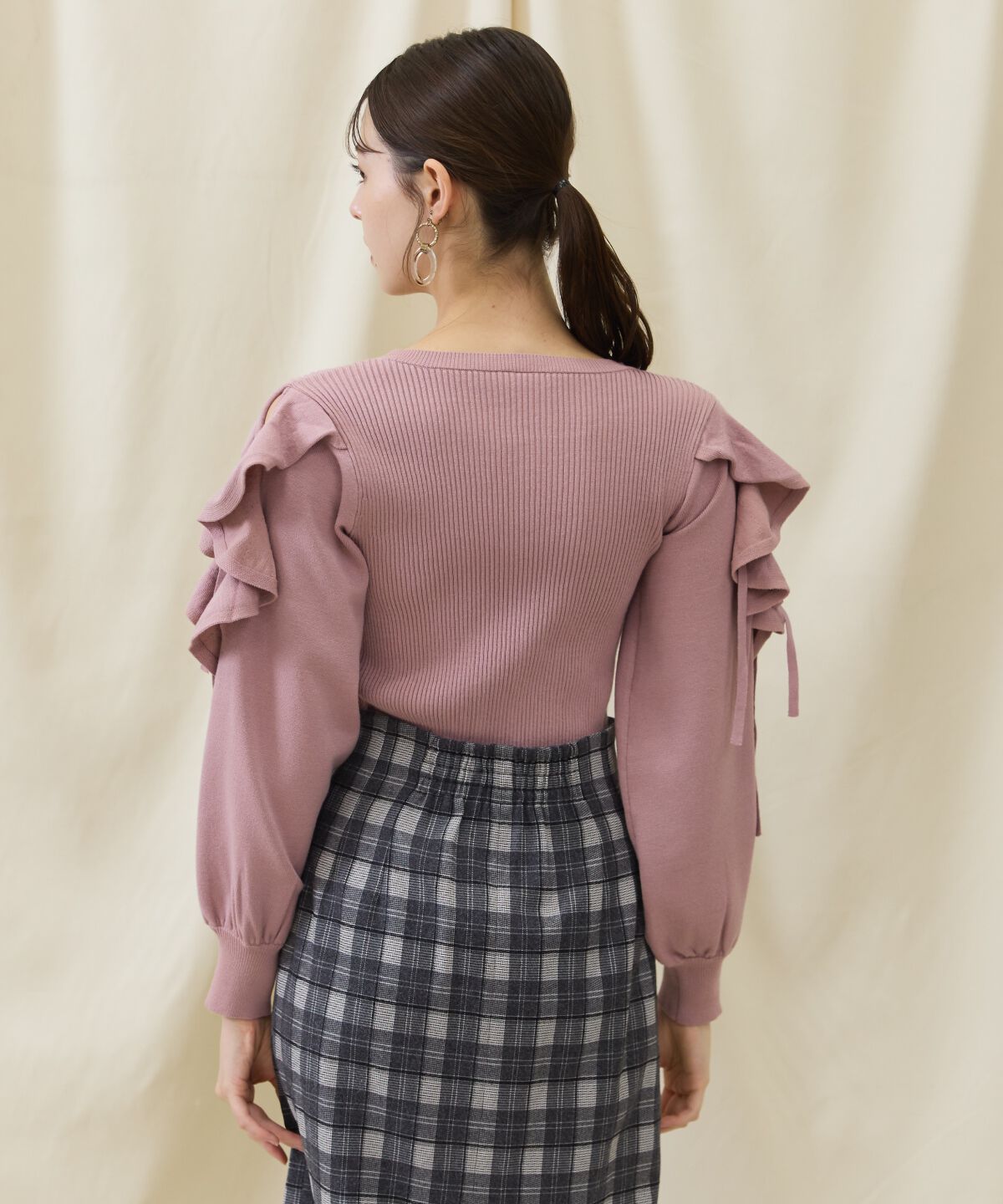 アンドクチュール「袖フリルニット」|ニット・セーター|