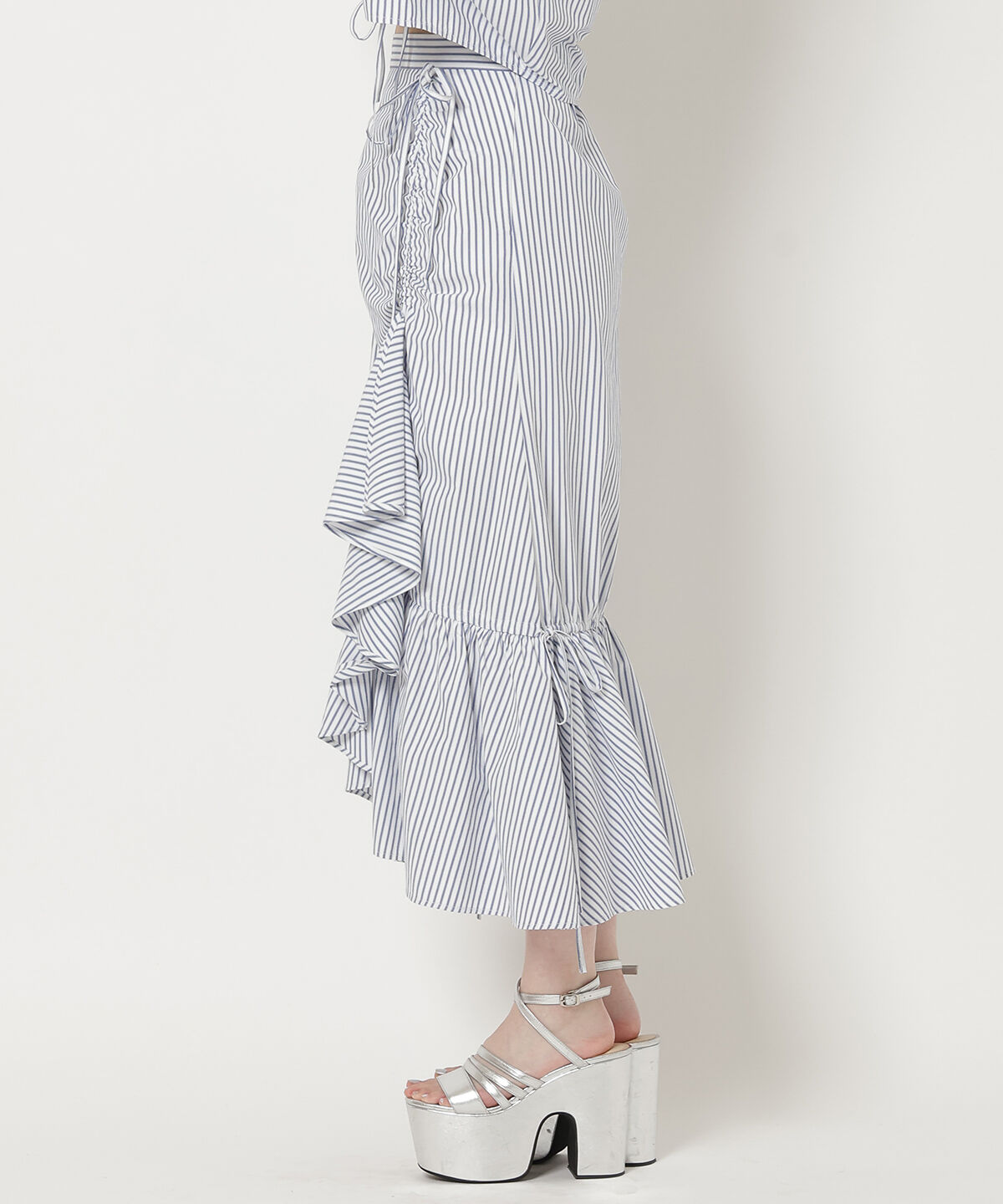 REDYAZEL「ストライプシャーリングスカート」|フレア|