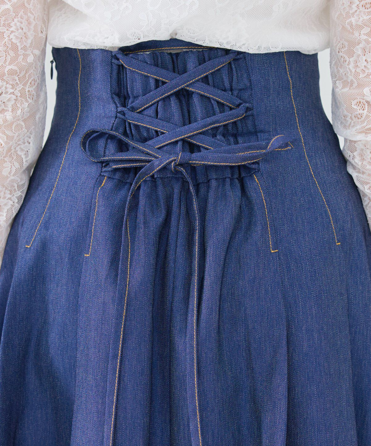 REDYAZEL「デニムライクタックフレアスカート」|フレア|