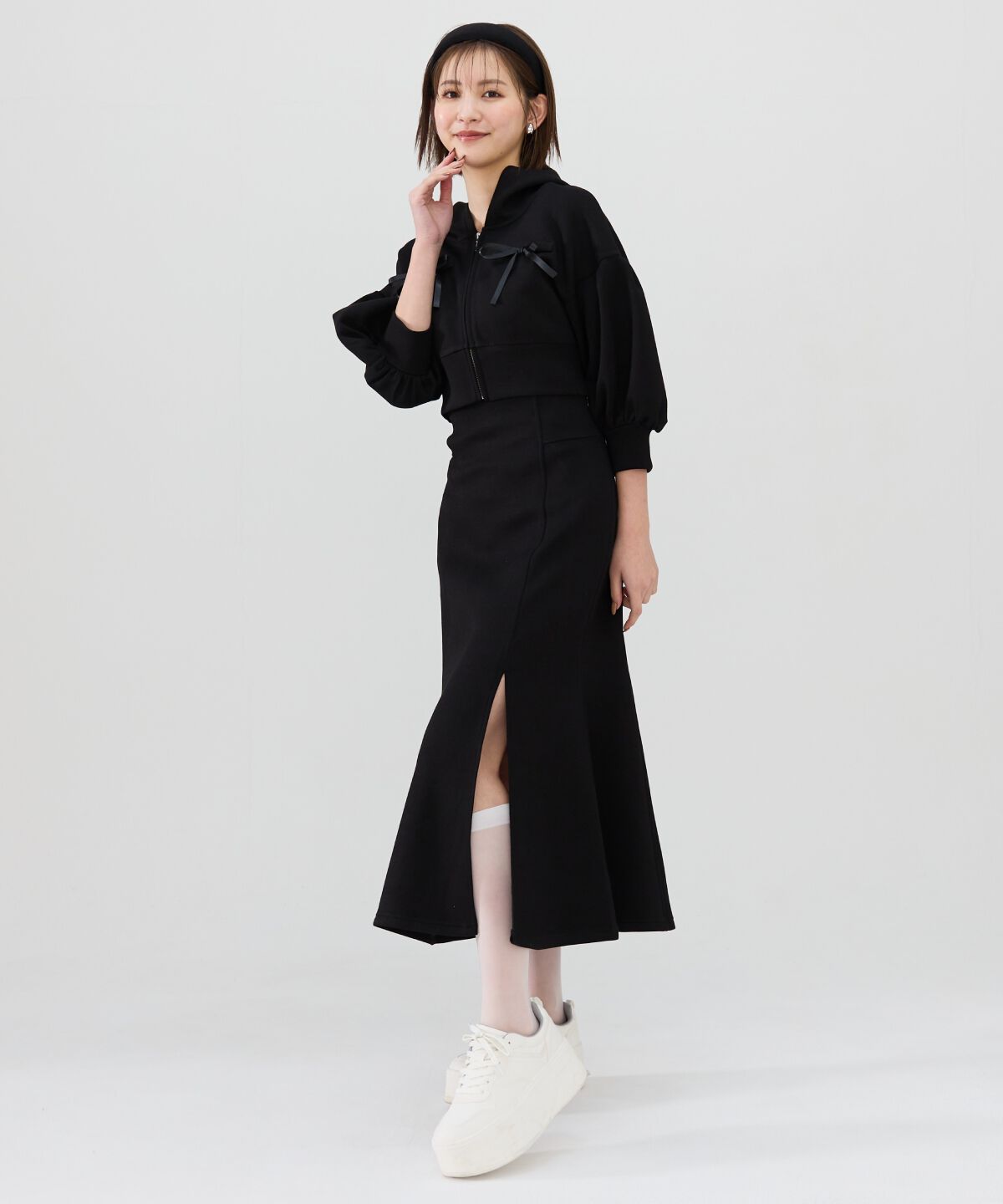 REDYAZEL「ダンボールバックスピンドルロングスカート」|タイト|ブラック