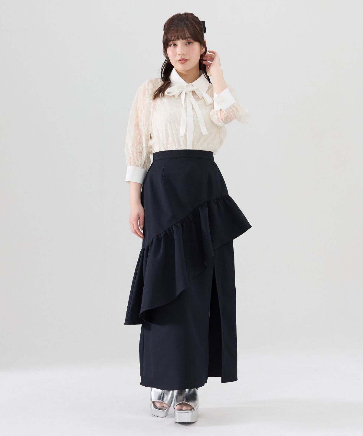 REDYAZEL「アシメフリルスカート」|フレア|