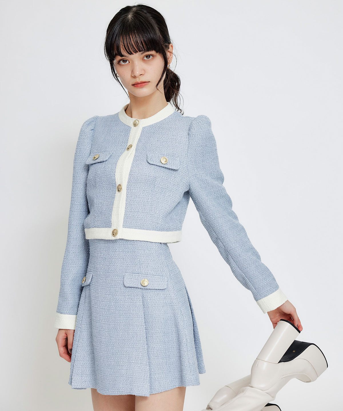 REDYAZEL「スプリングツイードフリルミニスカート」|フレア|