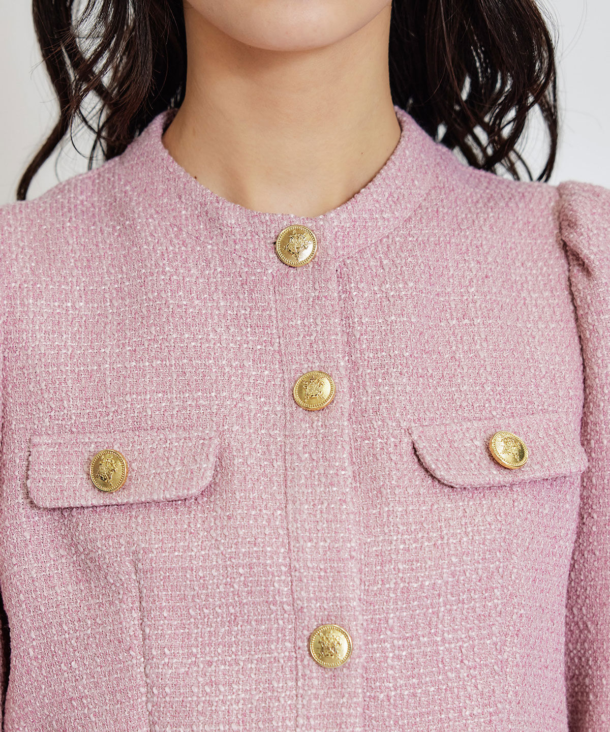 REDYAZEL「スプリングツイードノーカラージャケット」|ノーカラージャケット|