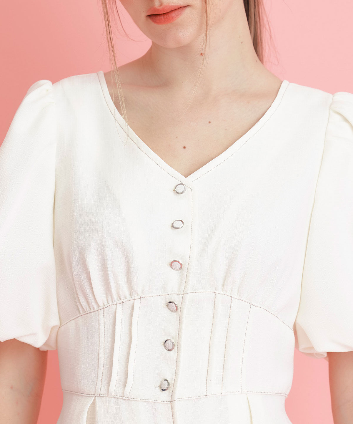 REDYAZEL「コルセットバルーンスリーブフレアロングワンピース」|ワンピース|