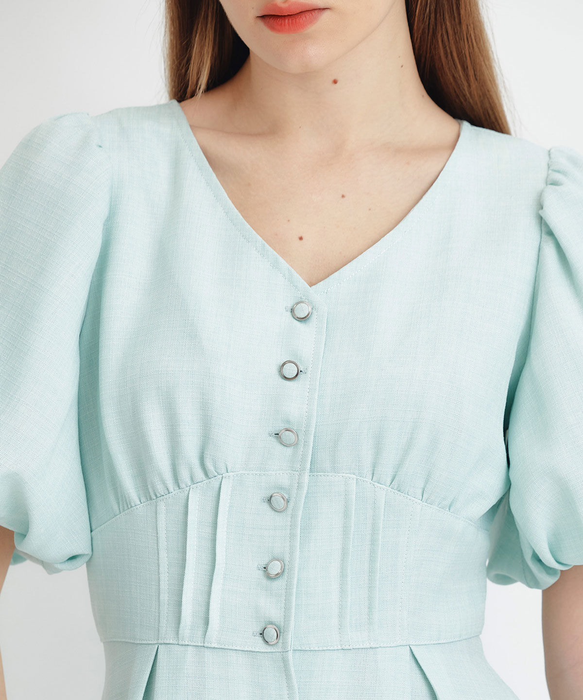 REDYAZEL「コルセットバルーンスリーブフレアロングワンピース」|ワンピース|