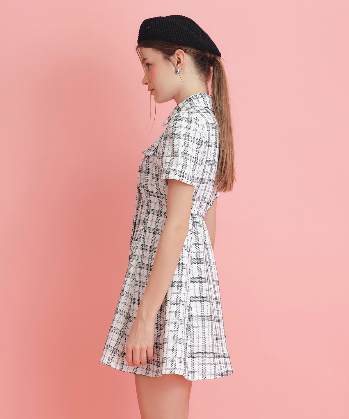 REDYAZEL「サマーツイードチェックシャツミニワンピース」|ワンピース|