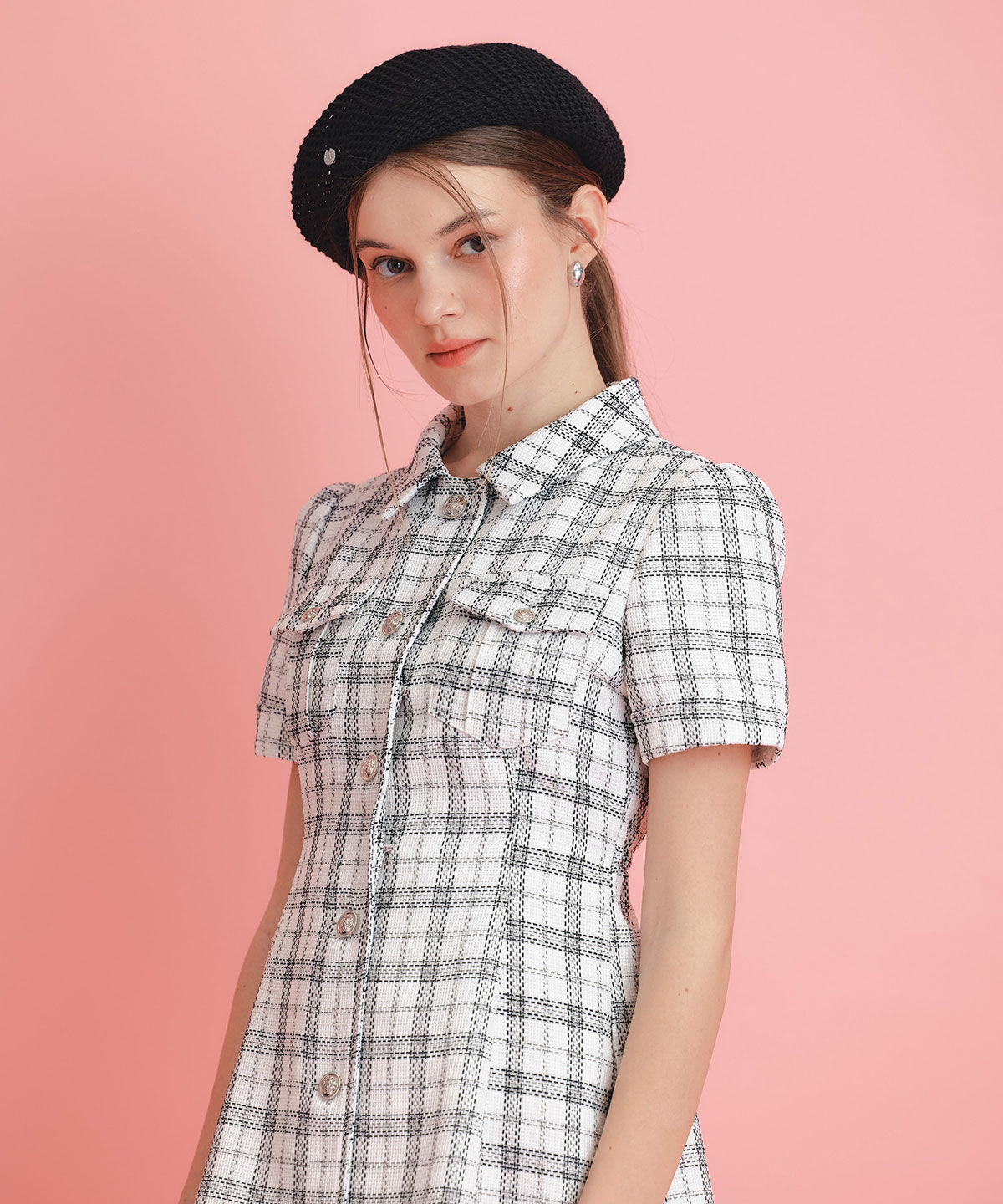 REDYAZEL「サマーツイードチェックシャツミニワンピース」|ワンピース|