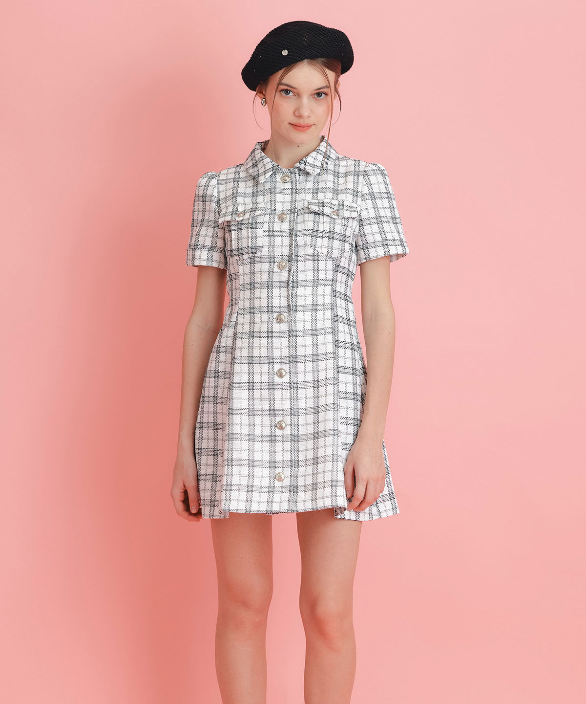 REDYAZEL「サマーツイードチェックシャツミニワンピース」|ワンピース|