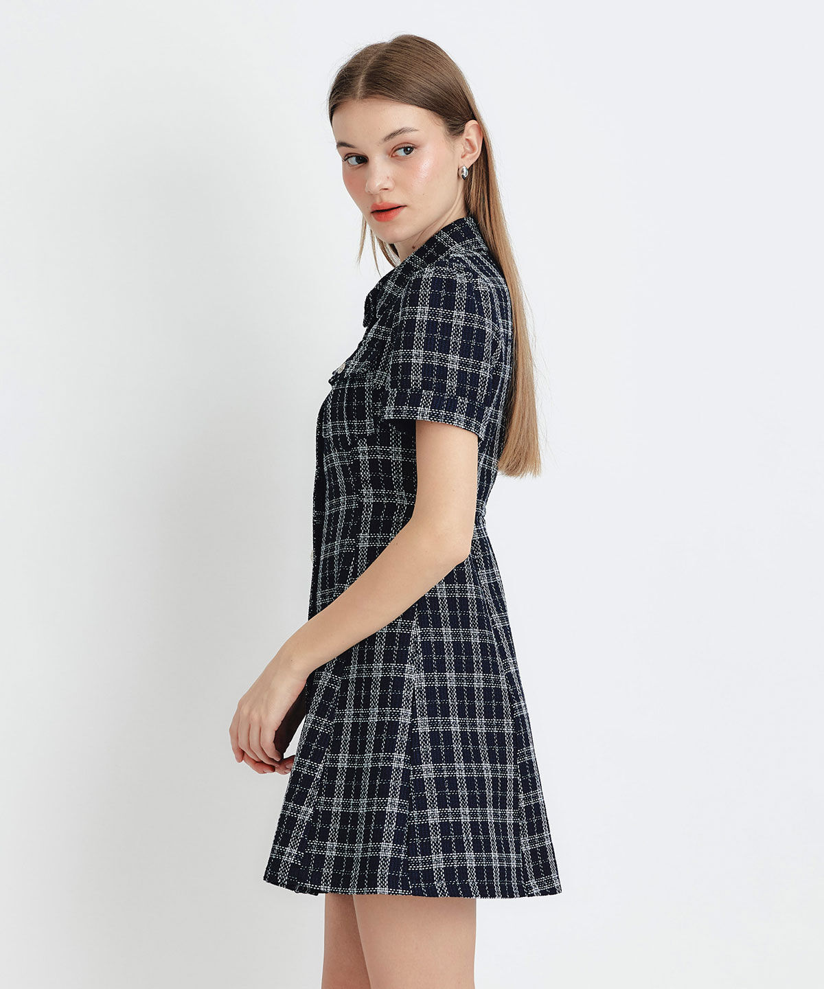 REDYAZEL「サマーツイードチェックシャツミニワンピース」|ワンピース|